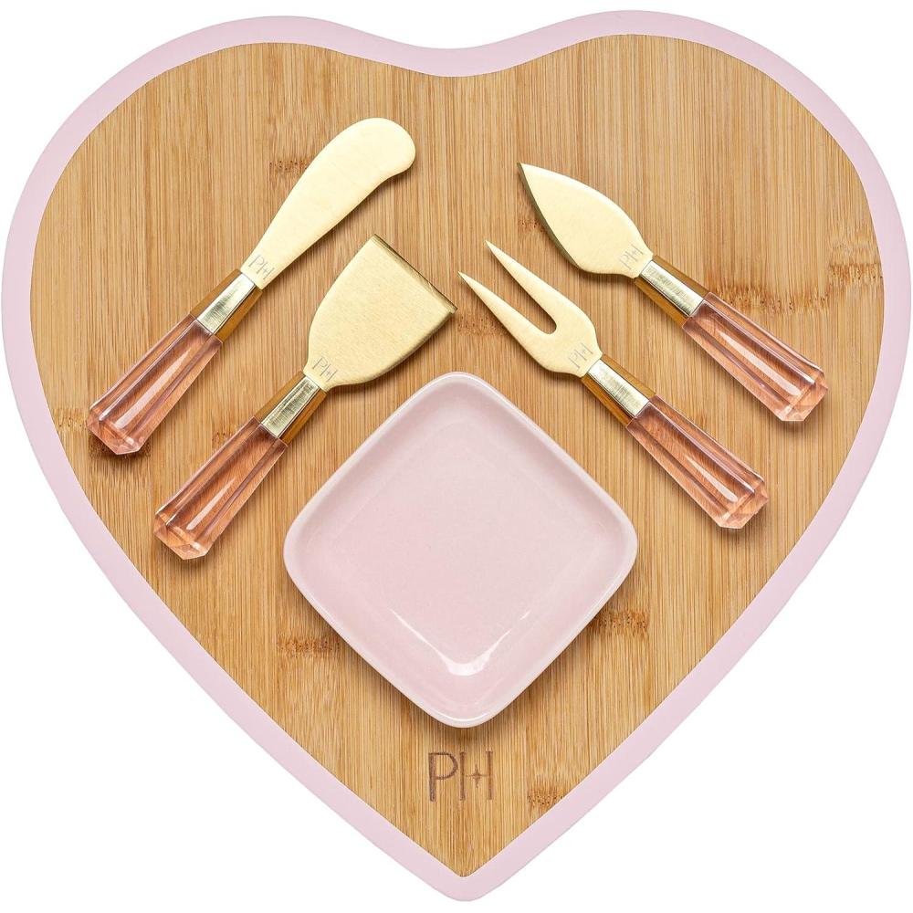 imageParis Hilton Charcuterie Board and Serving Set Customizable and Magnetic Bamboo Board with Cheese Utensils 7Piece Set Pink147 x 139 x 2