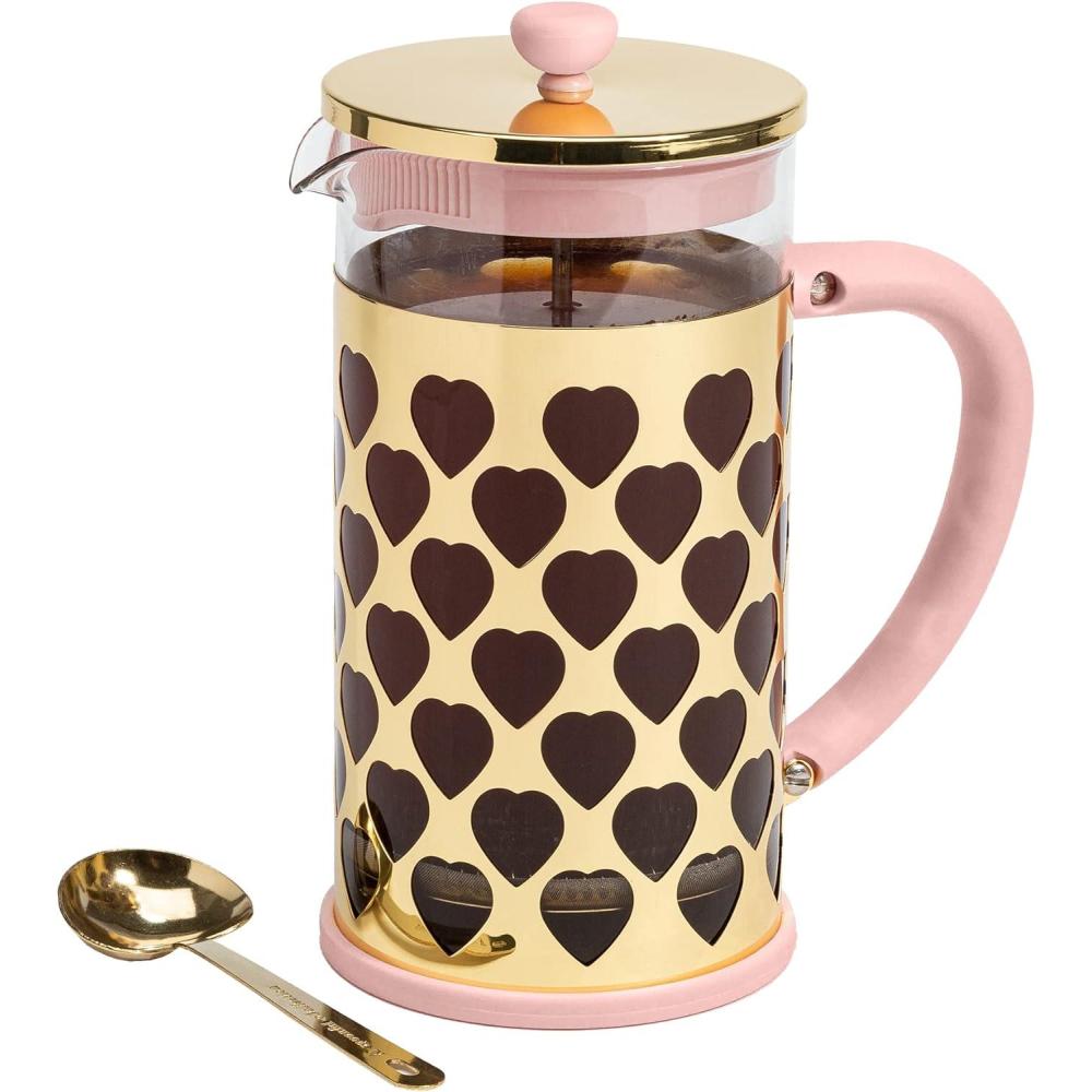 imageParis Hilton French Press Coffee Maker With Heart Shaped Measuring Scoop 2Piece Set 8Cup or 34Ounce Pink8Cup