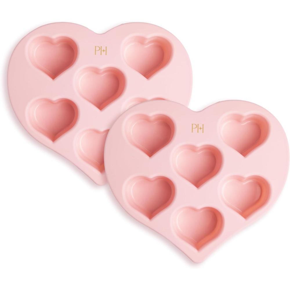 imageParis Hilton Heart Silicone Cake Pan Nonstick Heart Shaped Mold Oven Safe Bakeware for Cakes Brownies and Desserts 6Cup Pink