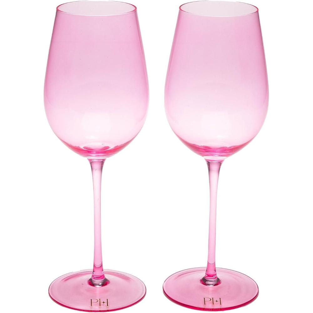 imageParis Hilton Martini Glass Set with Iconic Gem Base Perfect for Parties and Special Occasions Serve Martinis Mocktails and More 105Ounce 2Piece Set PinkWine Glass
