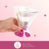 Paris Hilton 2-Piece Martini Glass Set, Double Wall Glass Design, Great for Martinis, Cocktails, Cosmopolitans, Margaritas, 207mL, 7-Ounce, Iridescent with Glitter Hearts(Iridescent with Glitter Hearts)
