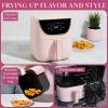 Paris Hilton Air Fryer, Large 6-Quart Capacity, Nonstick Made without PFAS, Touchscreen Display, 8-in-1 (Air Fry, Roast, Broil, Bake, Reheat, Keep Warm, Pizza, Dehydrate), Dishwasher Safe, White(Pink)