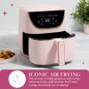 Paris Hilton Air Fryer, Large 6-Quart Capacity, Nonstick Made without PFAS, Touchscreen Display, 8-in-1 (Air Fry, Roast, Broil, Bake, Reheat, Keep Warm, Pizza, Dehydrate), Dishwasher Safe, White(Pink)