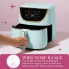 Paris Hilton Air Fryer, Large 6-Quart Capacity, Nonstick Made without PFAS, Touchscreen Display, 8-in-1 (Air Fry, Roast, Broil, Bake, Reheat, Keep Warm, Pizza, Dehydrate), Dishwasher Safe, White(Aqua)