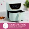 Paris Hilton Air Fryer, Large 6-Quart Capacity, Nonstick Made without PFAS, Touchscreen Display, 8-in-1 (Air Fry, Roast, Broil, Bake, Reheat, Keep Warm, Pizza, Dehydrate), Dishwasher Safe, White(Aqua)