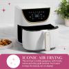 Paris Hilton Air Fryer, Large 6-Quart Capacity, Nonstick Made without PFAS, Touchscreen Display, 8-in-1 (Air Fry, Roast, Broil, Bake, Reheat, Keep Warm, Pizza, Dehydrate), Dishwasher Safe, White(White)