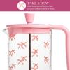 Paris Hilton Bow Design French Press and Frother Coffee Gift Set, Includes a 8-Cup Coffee Press and Battery Operated Handheld Milk Frother, 2-Piece Set, Pink
