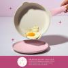 Paris Hilton Ceramic Nonstick Cookware Set, Cast Aluminum with Dual Layer Nonstick Coating, Gold Heart Knobs, Stay-Cool Handles, Made without PFAS, PFOA, PFOS & PTFE, Dishwasher Safe, 10-Piece, Cream(Pink)