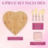 Paris Hilton Charcuterie Board and Serving Set, Customizable and Magnetic Bamboo Board with Cheese Utensils, 7-Piece Set, Pink(14.7″ x 13.9″ x 2″)