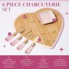 Paris Hilton Charcuterie Board and Serving Set, Customizable and Magnetic Bamboo Board with Cheese Utensils, 7-Piece Set, Pink(14.7″ x 13.9″ x 2″)
