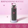 Paris Hilton Diamond Bling Water Bottle With Lid And Removable Carrying Strap, Stainless Steel Vacuum Insulated, Bedazzled With Over 5000 Rhinestones, 25-Ounce, Ombre Pink to Silver(Black)