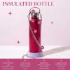 Paris Hilton Diamond Bling Water Bottle With Lid And Removable Carrying Strap, Stainless Steel Vacuum Insulated, Bedazzled With Over 5000 Rhinestones, 25-Ounce, Ombre Pink to Silver(Pink Crackle)