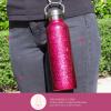 Paris Hilton Diamond Bling Water Bottle With Lid And Removable Carrying Strap, Stainless Steel Vacuum Insulated, Bedazzled With Over 5000 Rhinestones, 25-Ounce, Ombre Pink to Silver(Pink Crackle)