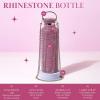Paris Hilton Diamond Bling Water Bottle With Lid And Removable Carrying Strap, Stainless Steel Vacuum Insulated, Bedazzled With Over 5000 Rhinestones, 25-Ounce, Ombre Pink to Silver(Pink)