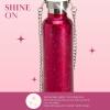 Paris Hilton Diamond Bling Water Bottle With Lid And Removable Carrying Strap, Stainless Steel Vacuum Insulated, Bedazzled With Over 5000 Rhinestones, 25-Ounce, Ombre Pink to Silver(Pink Crackle)