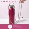Paris Hilton Diamond Bling Water Bottle With Lid And Removable Carrying Strap, Stainless Steel Vacuum Insulated, Bedazzled With Over 5000 Rhinestones, 25-Ounce, Ombre Pink to Silver(Pink Crackle)