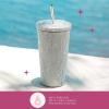 Paris Hilton Diamond Bling Water Tumbler With Lid And Straw, Vacuum Insulated Stainless Steel, Bedazzled With Over 3700 Rhinestones, 16.9-Ounce, Silver