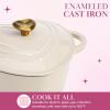 Paris Hilton Enameled Cast Iron Dutch Oven Heart-Shaped Pot with Lid, Dual Handles, Works on All Stovetops, Oven Safe to 500°F, 4-Quart, Cream(Cream)