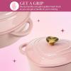 Paris Hilton Enameled Cast Iron Dutch Oven Heart-Shaped Pot with Lid, Dual Handles, Works on All Stovetops, Oven Safe to 500°F, 4-Quart, Cream(Pink)