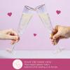 Paris Hilton Heart Shaped Champagne Flute Gift Set, Elegant Handmade Glassware Set, Perfect for Celebrations, Weddings or any Special Occasion, 2-Piece Set, 5.5-Ounce, Pink(Iridescent)