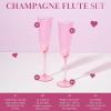 Paris Hilton Heart Shaped Champagne Flute Gift Set, Elegant Handmade Glassware Set, Perfect for Celebrations, Weddings or any Special Occasion, 2-Piece Set, 5.5-Ounce, Pink(Pink)