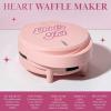 Paris Hilton Heart Waffle Maker, Makes 5 Mini Heart Shaped Waffles or 1 Individual Waffle, Easy to Clean 6″ Nonstick Plates, Made without PFAS or PFOA, Electric Waffle Iron, Pink