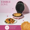 Paris Hilton Heart Waffle Maker, Makes 5 Mini Heart Shaped Waffles or 1 Individual Waffle, Easy to Clean 6″ Nonstick Plates, Made without PFAS or PFOA, Electric Waffle Iron, Pink