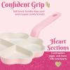 Paris Hilton Heart-Shaped Divided Fry Pan, Ceramic Nonstick Frying Pan with Individual Heart Sections, Dishwasher Safe, 8-Inch, Pink