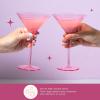 Paris Hilton Martini Glass Set with Iconic Gem Base, Perfect for Parties and Special Occasions, Serve Martinis, Mocktails and More, 10.5-Ounce, 2-Piece Set, Pink(Martini Glass)