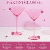 Paris Hilton Martini Glass Set with Iconic Gem Base, Perfect for Parties and Special Occasions, Serve Martinis, Mocktails and More, 10.5-Ounce, 2-Piece Set, Pink(Martini Glass)
