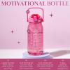 Paris Hilton Motivational Water Bottle with Straw and Leak-proof Flip-Top Lid, Motivational Time Markers, Carry Handle for Travel, Made without BPA, 50-Ounce, Pink(50 Ounces)