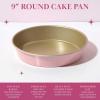Paris Hilton Nonstick Carbon Steel Bakeware Collection, 9-Inch Round Cake Pan, Dishwasher Safe, Made without PFOA and PFAS, Pink Champagne Two-Tone(Pink)