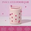 Paris Hilton Stainless Steel Food Jar, Double Wall Vacuum Sealed Insulated Food Storage Container with Carry Handle Lid, 12-Ounce, Pink with Heart Design(Pink Bows)