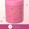 Paris Hilton Stainless Steel Food Jar, Double Wall Vacuum Sealed Insulated Food Storage Container with Carry Handle Lid, 12-Ounce, Pink with Heart Design(Pink Hearts)