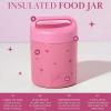 Paris Hilton Stainless Steel Food Jar, Double Wall Vacuum Sealed Insulated Food Storage Container with Carry Handle Lid, 12-Ounce, Pink with Heart Design(Pink Hearts)