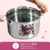 Paris Hilton Stainless Steel Stock Pot with Iconic Color Changing “That’s Hot” Heat Indicator Decal, Features Soft Grip Handles and Measure Marks, 8-Quart, Pink