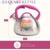 Paris Hilton Whistling Stovetop Tea Kettle, Stainless Steel with Rainbow Love Color Changing Heat Indicator Design, Soft Touch Handle, 2.5-Quart, Love Rainbow(Love Rainbow)