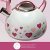 Paris Hilton Whistling Stovetop Tea Kettle, Stainless Steel with Rainbow Love Color Changing Heat Indicator Design, Soft Touch Handle, 2.5-Quart, Love Rainbow(Iridescent Hearts)