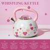 Paris Hilton Whistling Stovetop Tea Kettle, Stainless Steel with Rainbow Love Color Changing Heat Indicator Design, Soft Touch Handle, 2.5-Quart, Love Rainbow(Iridescent Hearts)