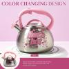 Paris Hilton Whistling Stovetop Tea Kettle, Stainless Steel with Rainbow Love Color Changing Heat Indicator Design, Soft Touch Handle, 2.5-Quart, Love Rainbow(“That’s Hot” Color Changing)