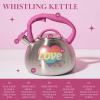 Paris Hilton Whistling Stovetop Tea Kettle, Stainless Steel with Rainbow Love Color Changing Heat Indicator Design, Soft Touch Handle, 2.5-Quart, Love Rainbow(Love Rainbow)