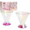 Paris Hilton 2-Piece Martini Glass Set, Double Wall Glass Design, Great for Martinis, Cocktails, Cosmopolitans, Margaritas, 207mL, 7-Ounce, Iridescent with Glitter Hearts(Iridescent with Glitter Hearts)
