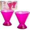 Paris Hilton 2-Piece Martini Glass Set, Double Wall Glass Design, Great for Martinis, Cocktails, Cosmopolitans, Margaritas, 207mL, 7-Ounce, Iridescent with Glitter Hearts(Hot Pink)