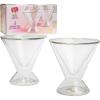 Paris Hilton 2-Piece Martini Glass Set, Double Wall Glass Design, Great for Martinis, Cocktails, Cosmopolitans, Margaritas, 207mL, 7-Ounce, Iridescent with Glitter Hearts(Clear)