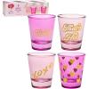 Paris Hilton 4-Piece Shot Glass Set, Fun Decals on Every Glass, 2-Ounce, Hot Pink and Light Pink