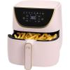Paris Hilton Air Fryer, Large 6-Quart Capacity, Nonstick Made without PFAS, Touchscreen Display, 8-in-1 (Air Fry, Roast, Broil, Bake, Reheat, Keep Warm, Pizza, Dehydrate), Dishwasher Safe, White(Pink)