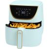 Paris Hilton Air Fryer, Large 6-Quart Capacity, Nonstick Made without PFAS, Touchscreen Display, 8-in-1 (Air Fry, Roast, Broil, Bake, Reheat, Keep Warm, Pizza, Dehydrate), Dishwasher Safe, White(Aqua)
