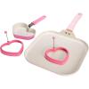 Paris Hilton Breakfast Ceramic Nonstick Cookware Set, Includes Square Griddle, Mini Heart Shaped Fry Pan and Two Silicone Heart Shaped Egg Rings, 4-Piece Set, Pink