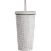 Paris Hilton Diamond Bling Water Tumbler With Lid And Straw, Vacuum Insulated Stainless Steel, Bedazzled With Over 3700 Rhinestones, 16.9-Ounce, Silver