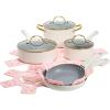 Paris Hilton Epic Nonstick Pots and Pans Set, Multi-layer Nonstick Coating, Tempered Glass Lids, Soft Touch, Stay Cool Handles, Made without PFOA, Dishwasher Safe Cookware Set, 12-Piece, Aqua(Cream)
